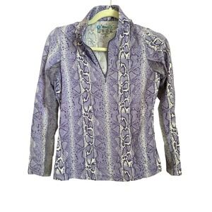 IBKUL Purple Snake Print Long Sleeve Pullover Shirt Women XS UPF 50+